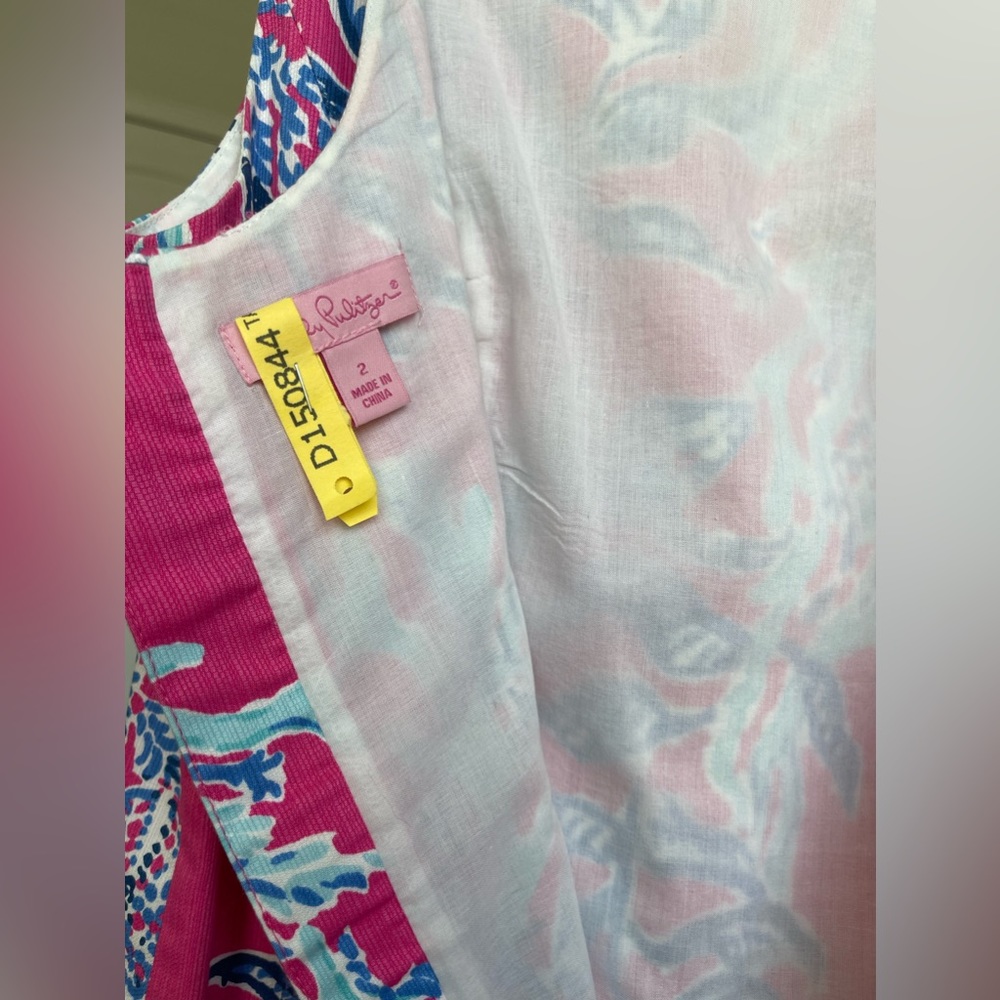 Lilly Pulitzer ⢠Shift Mini Dress ⢠Pink Blue ⢠Vacation Size 2 Fits Size 4 - Picture 8 of 15